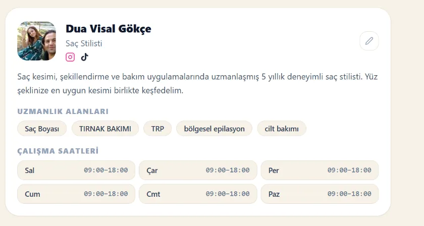Gerçek ürün ekranı: personel portalı — profil, portföy, randevu ve prim yönetimi